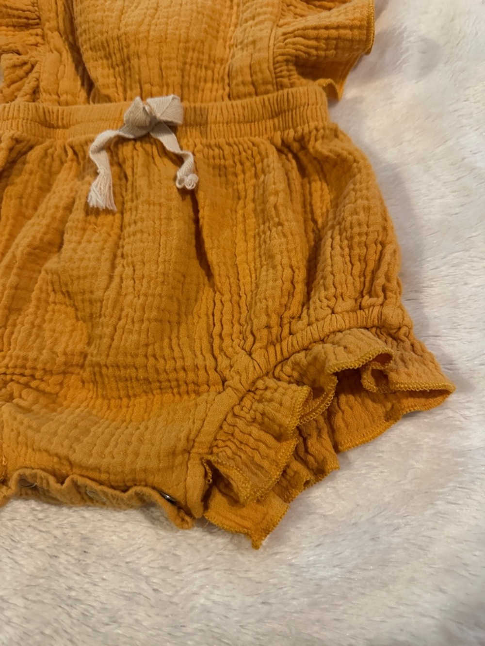 Mustard Ruffle Baby Romper - Picture 5 of 8